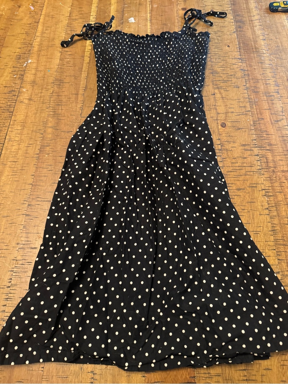 H&M Black Dress with White Polka Dots